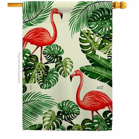 PATIO TRASERO Paradise Flamingos Animals Bird 28 x 40 in. Double-Sided Vertical House Flags for  Banner Garden PA3914843